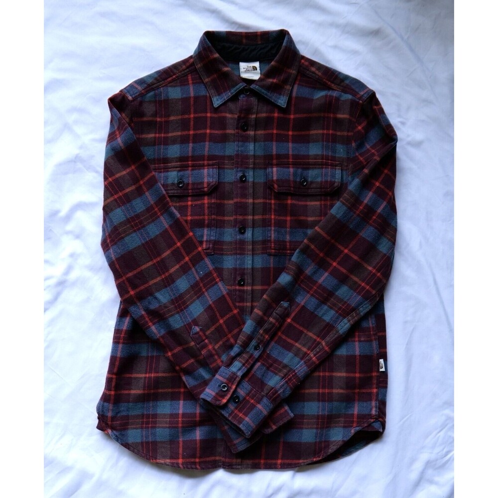 North Face Multicolor Blue/Burgundy Arroyo Classic Button Up Flannel Size Small
